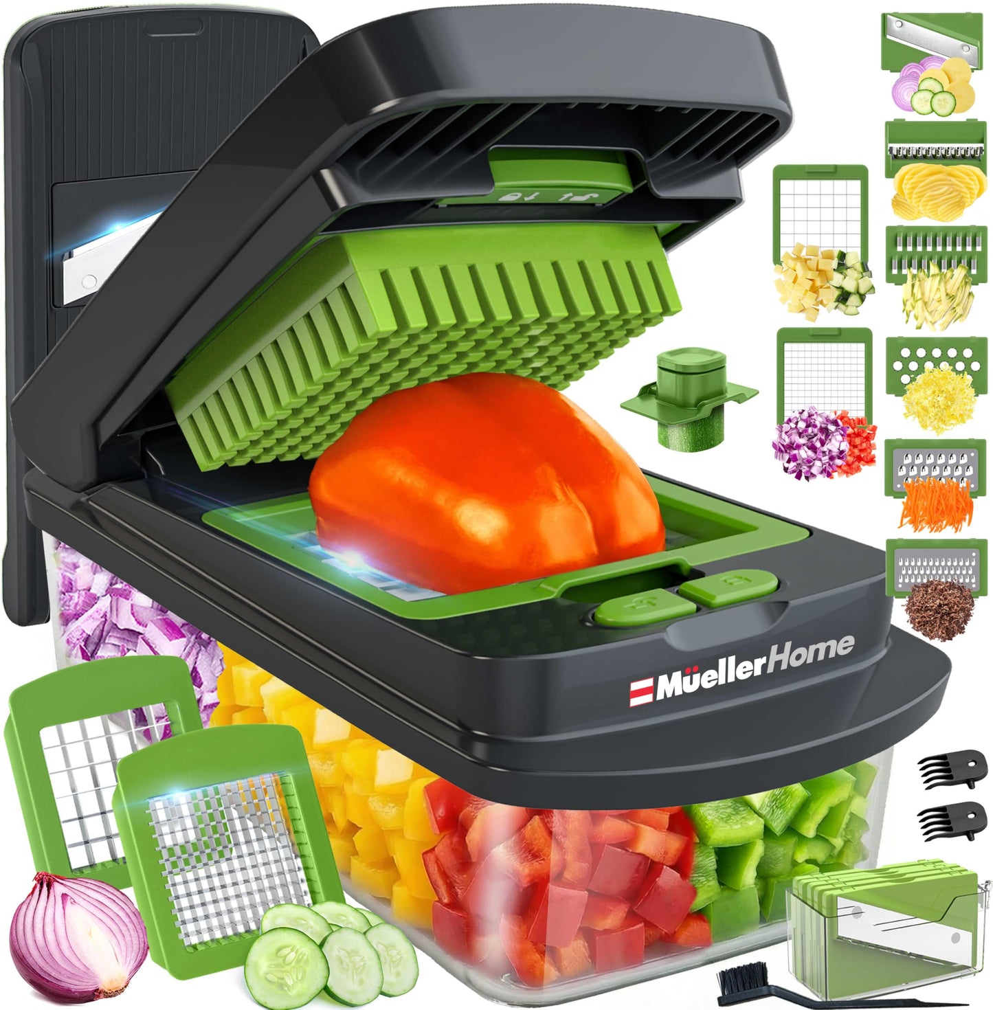 Mueller The Real Original Pro Vegetable Chopper & Mandoline Slicer, 10-in-1