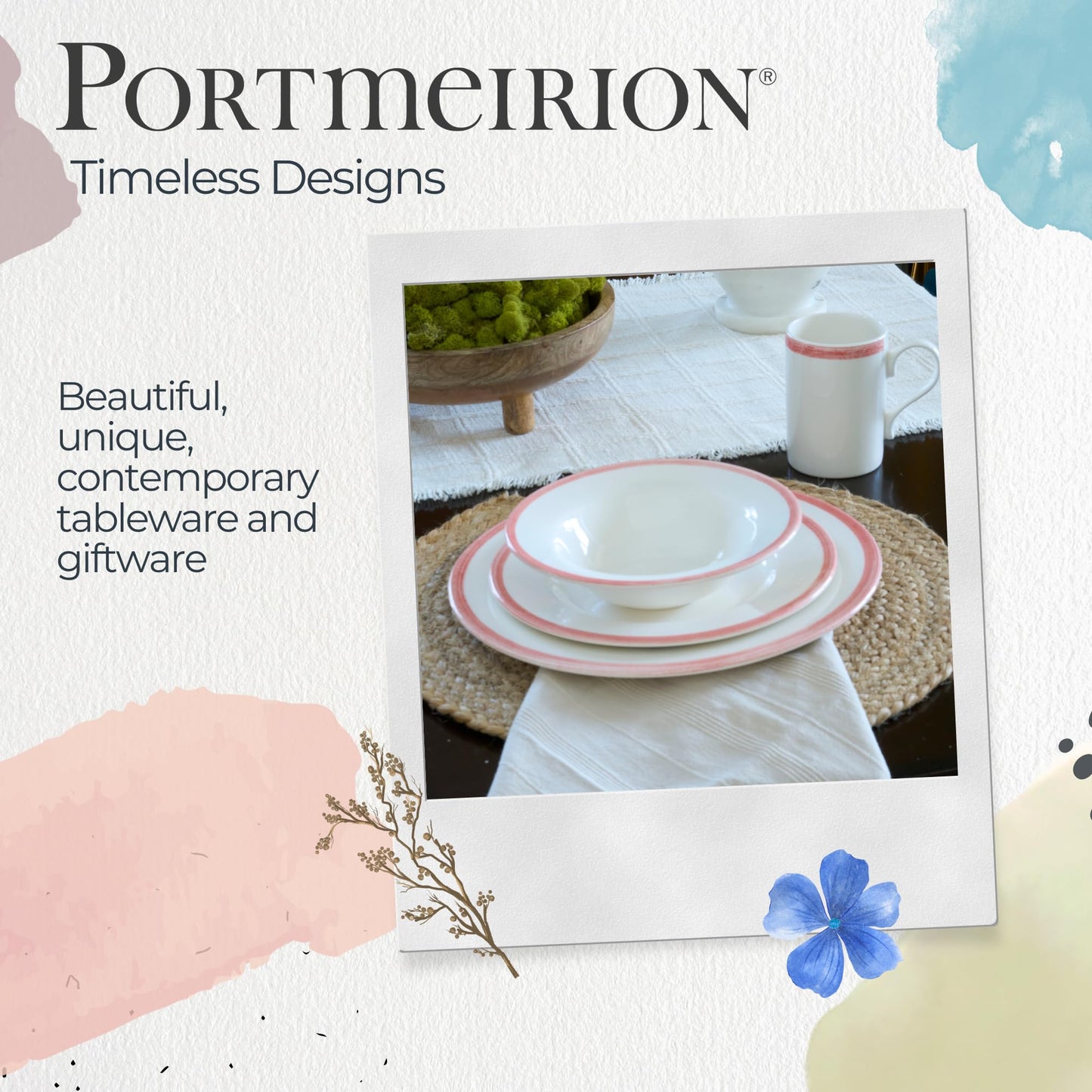 Portmeirion Potter's Mist Dinner Plate - Blue, Set of 4