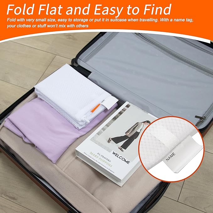 Polecasa Extra Heavy Duty Large Diamond Mesh Laundry Bags with Drawstring Closure & ID Tag, 24 x 36 inches Washable Storage Bag for College, Travel, Sports, Dorms, White