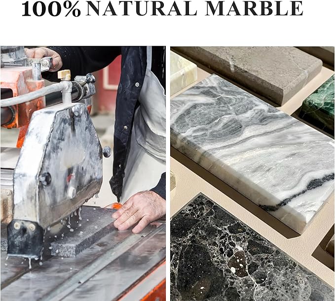 Real Natural Round Marble Tray for Bathroom, Genuine Marble Stone Vanity Tray, Luxury Storage Trays for Kitchen, Vanity, Home Decor, Dresser, Non-Resin/Non-Ceramic, 10"x 1", Green