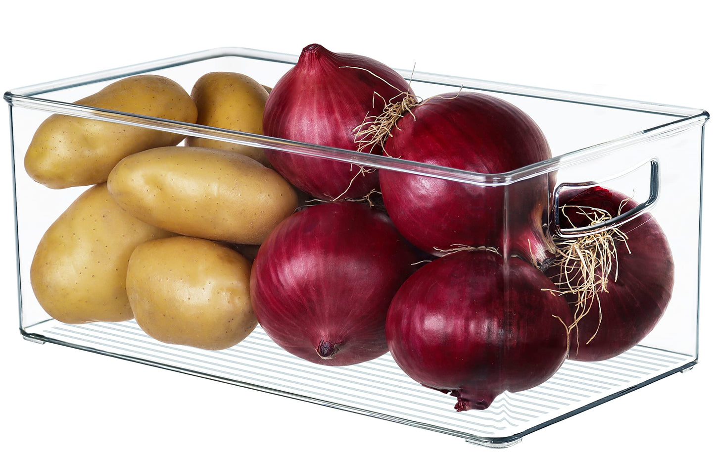 Hudgan 2 Pack Straight Sides Stackable Pantry Organizer Bins for Home Edit - 13.5''L x 7.5''W x 5.5''H
