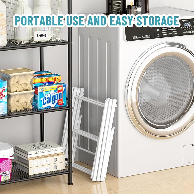 Clothes Drying Rack Foldable, 3-Tier Laundry Drying Rack Clothing Use for Indoor & Outdoor Antirust Foldable Drying Racks White 14" D x 28.7" W x 41" H