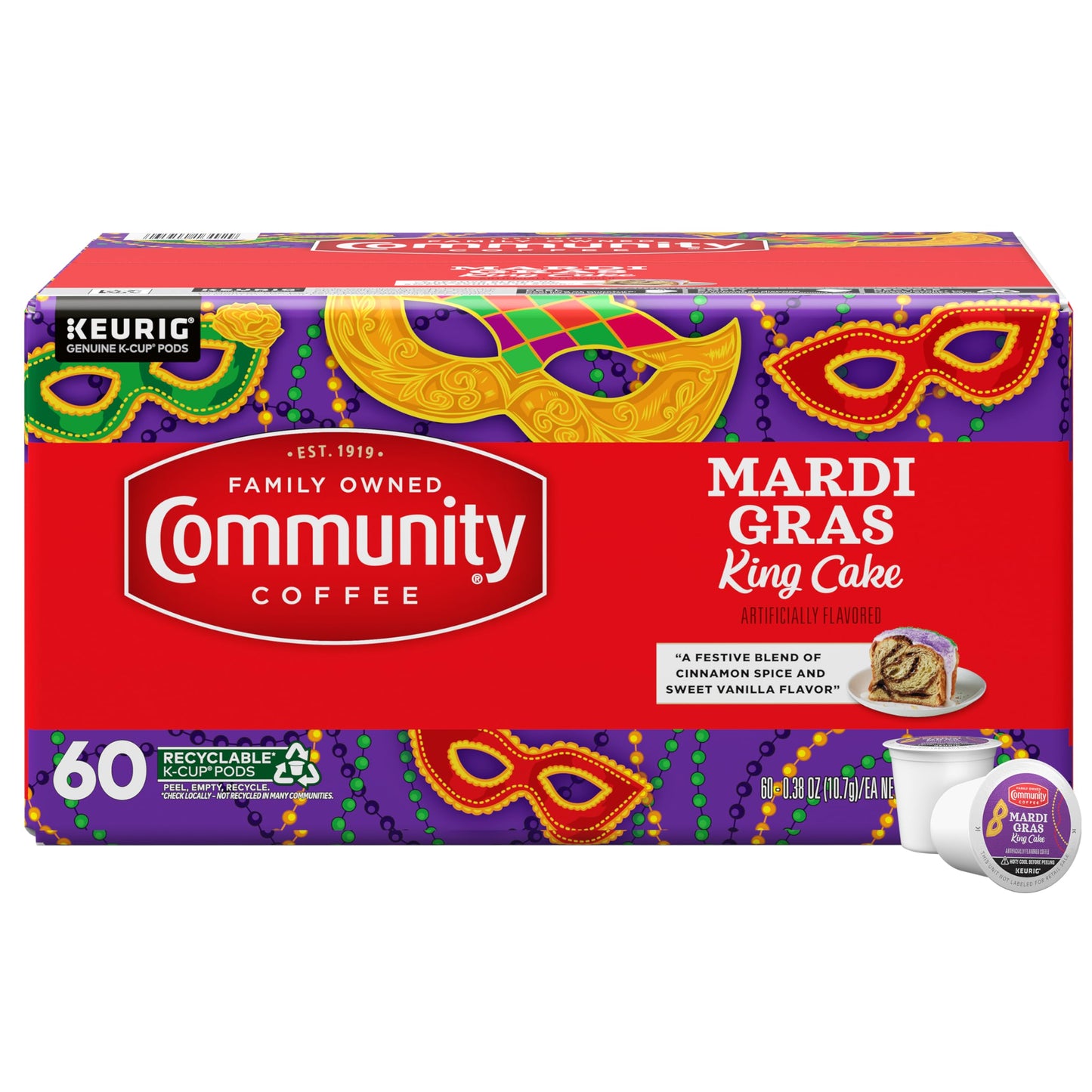Community Coffee Grandma's Sugar Cookie Keurig K-Cup Pods, Limited Edition Holiday Flavor, Natural Ingredients, 10 Count (Pack of 6)