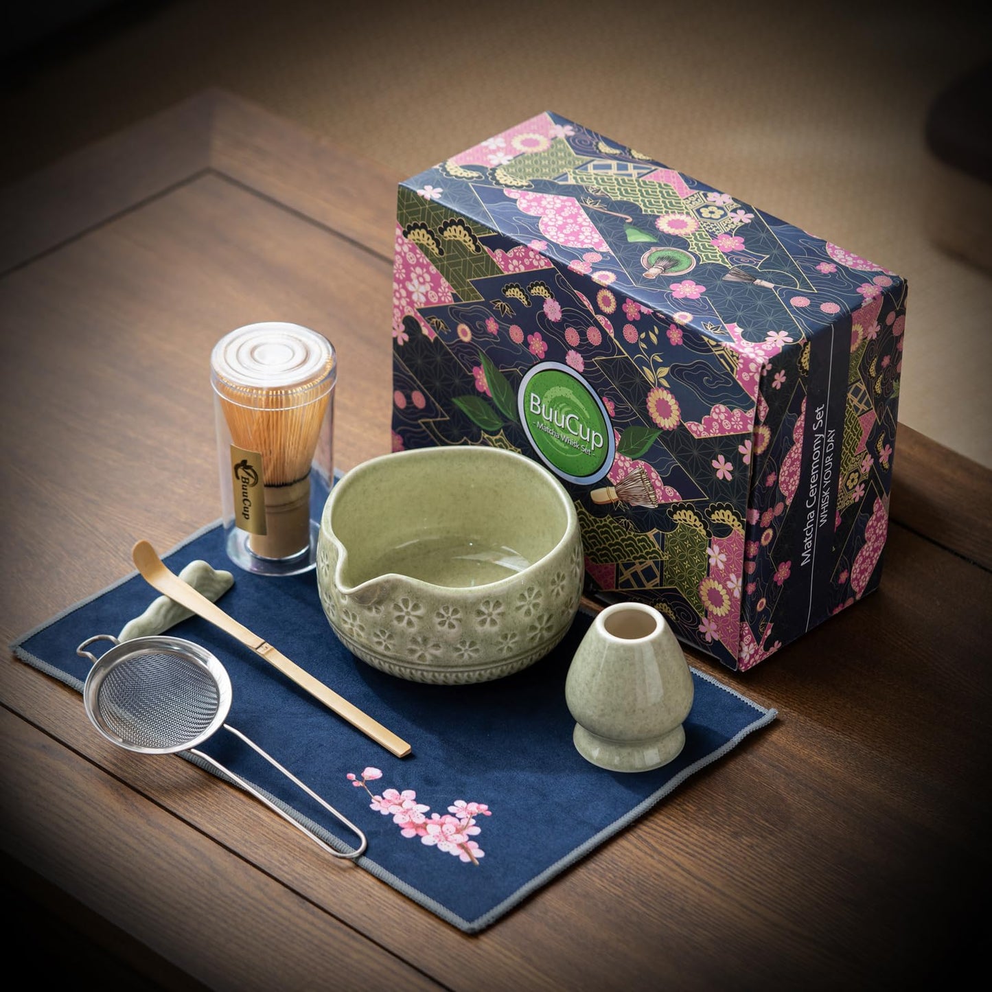 Buucup Matcha Whisk Set, Ceramic Kit with Bowl & Bamboo Accessories