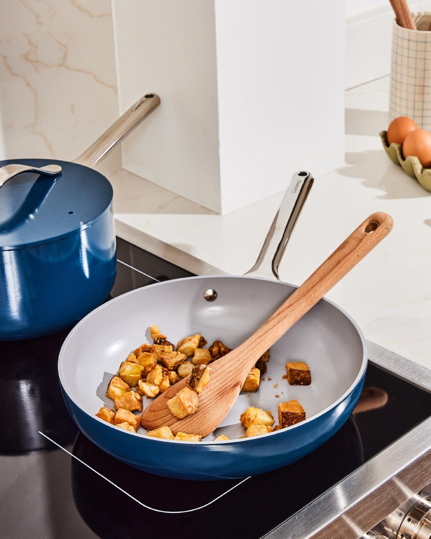 Caraway Ceramic Non-Stick Fry Pan Set with Glass Lids