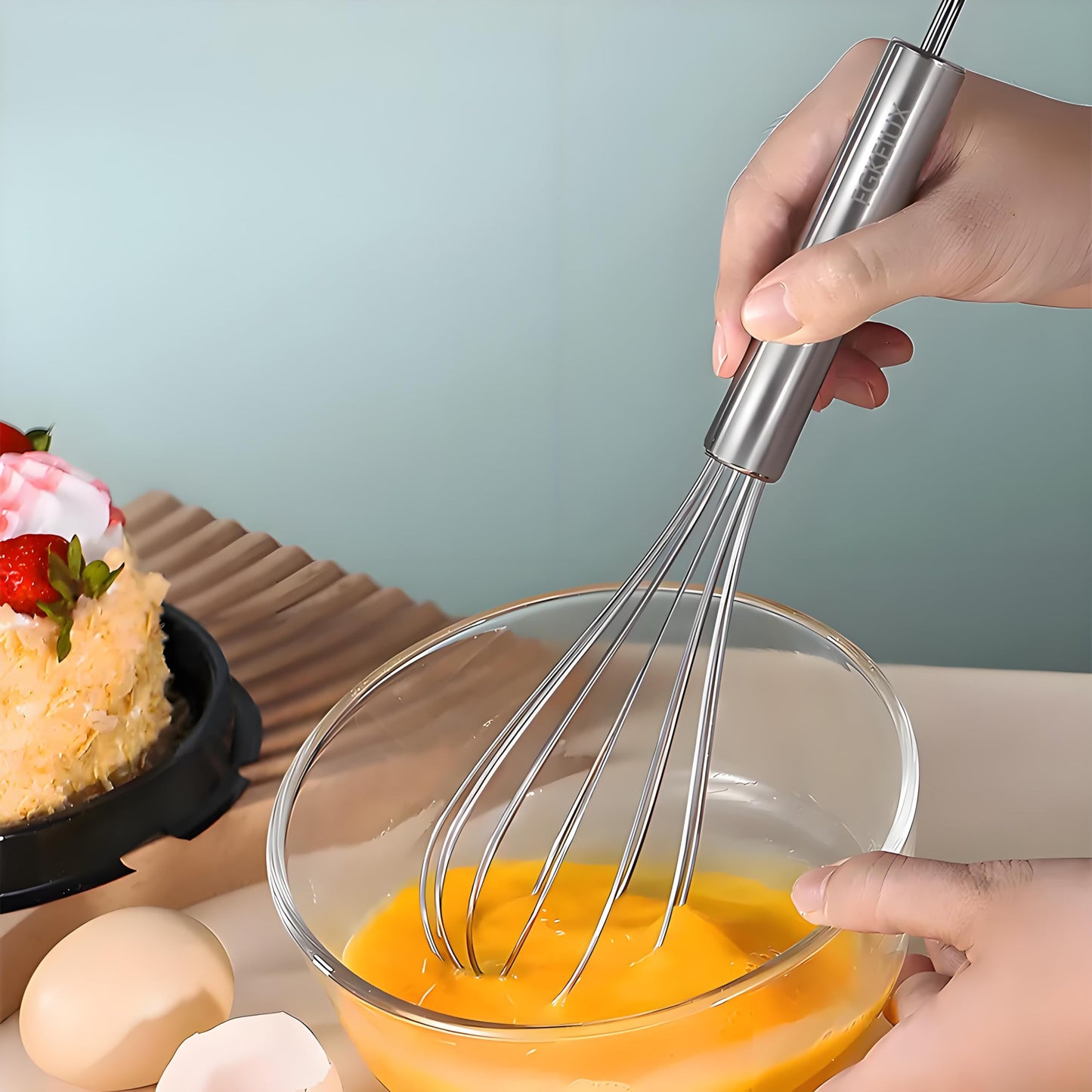 10 inch Stainless Steel Whisk, 5 inches for mixing small amounts of liquids, milkshakes, coffee, juice, etc. 2-piece set (buy 10 inches and get 5 inches as a gift) silver