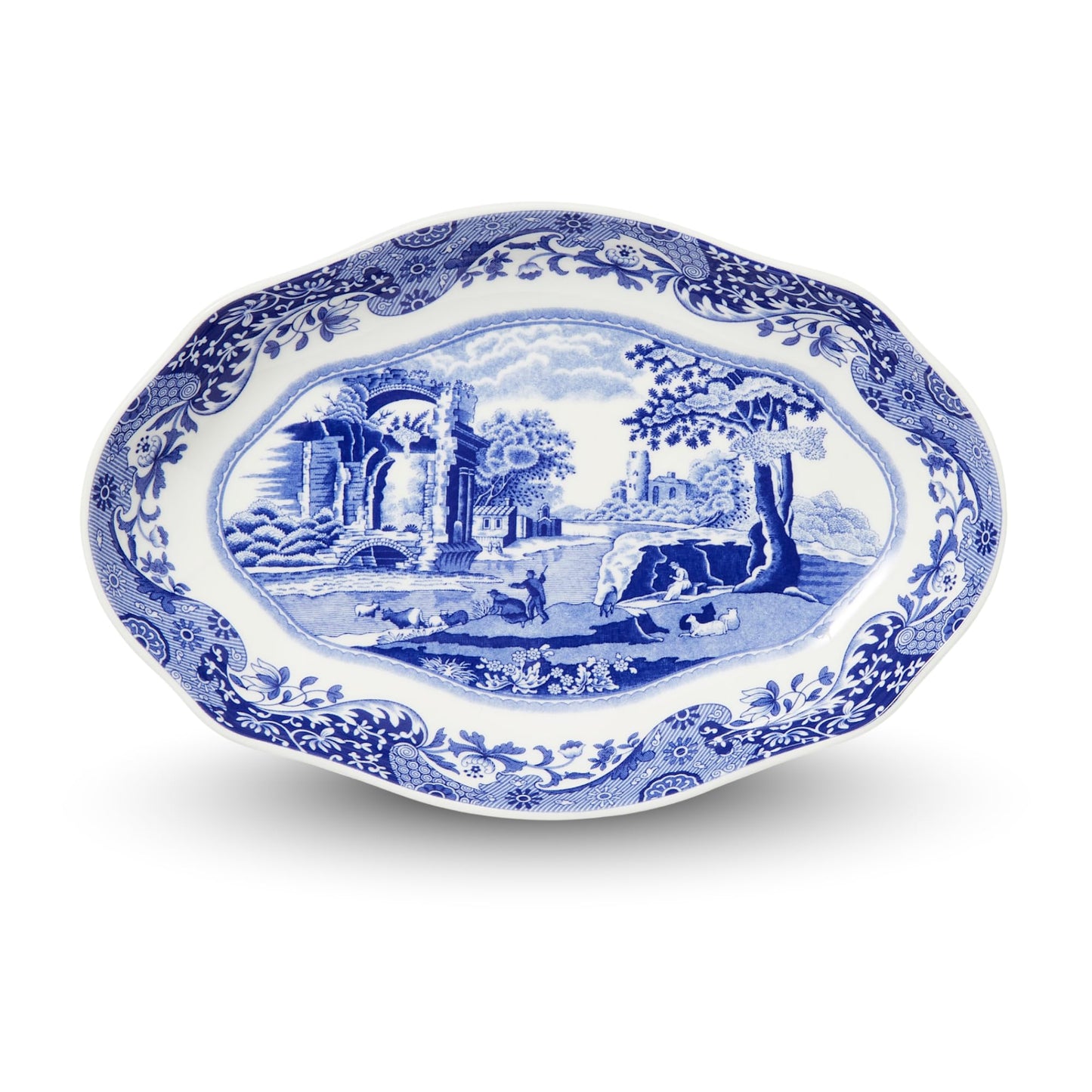 Spode Blue Italian Pickle Dishes | Set of 2 Serving Trays for Appetizers and Hors D'oeuvres | 8.5 x 5.5 Inch | Blue and White | Made of Porcelain | Microwave and Dishwasher Safe