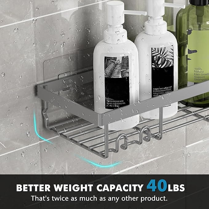Moforoco Adhesive Shower Caddy Organizer Shelves Rack - 5 Pack Corner Bathroom Storage Organization, Home & Kitchen Decor Inside RV Accessories, Hanging First Apartment Household Camper Essentials