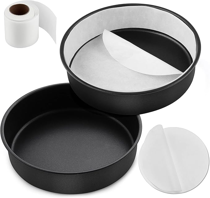 E-far 9.5 Inch Cake Pan, 2PCS Nonstick Small Cake Pans with Parchment Paper