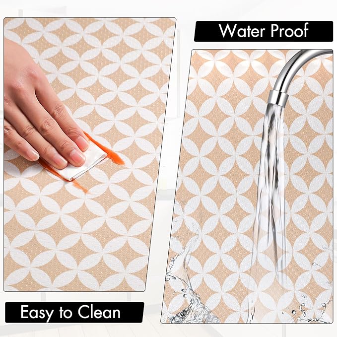 Cooyes Shelf Liner for Kitchen Cabinets – Non-Adhesive Waterproof EVA Liner for Drawers and Cabinets – Durable, Easy-to-Cut Shelf Paper with Modern Pattern