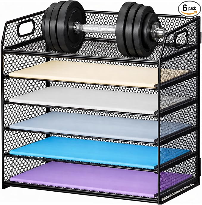 6 Tier Desk Organizer, Heavy-Duty Thick Metal Letter Tray Organizer, Large Capacity Desktop File Organizer for Heavy Files, Easy to Assemble for Home, Office & Classroom,Black