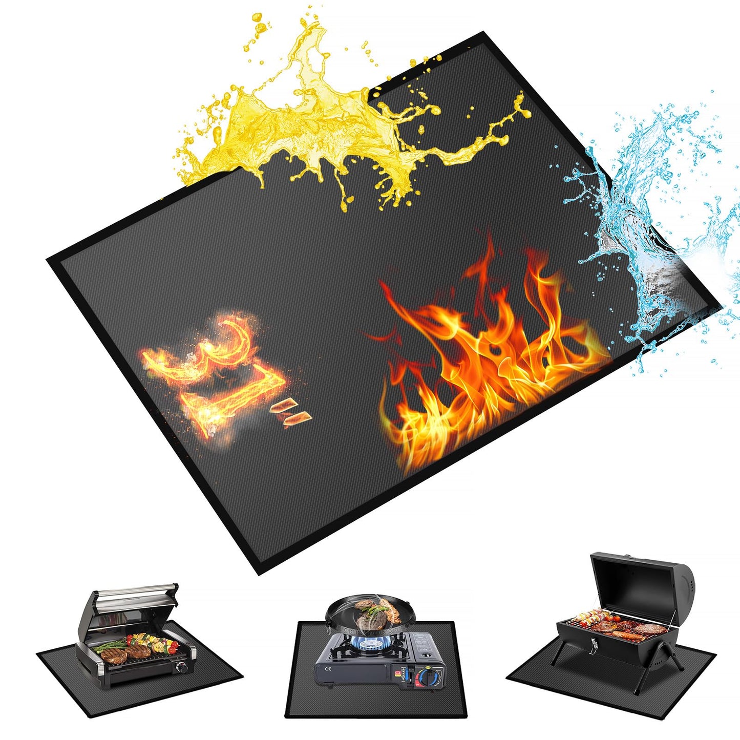 60 ×52 Inch Under Grill Mats for Outdoor Grill & Grill Mat for Under BBQ