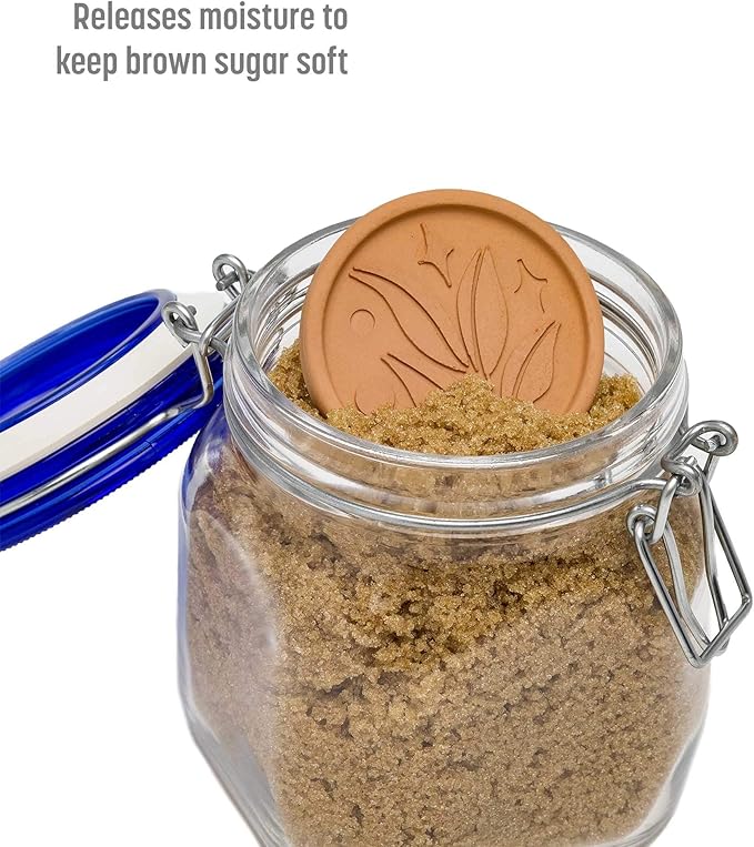 Goodful Brown Sugar Saver and Softener Disc with Elegant Leaf Design,Multiple Uses for Food Storage Containers,Reusable and Food Safe,Terracotta, (Pack of 24)