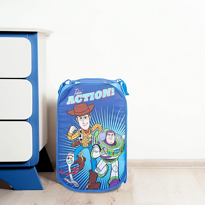 Jay Franco Disney Pixar Toy Story Pop Up Hamper - Mesh Laundry Basket/Bag with Durable Handles - Features Woody, Buzz Lightyear & Forky (Official Disney Product)