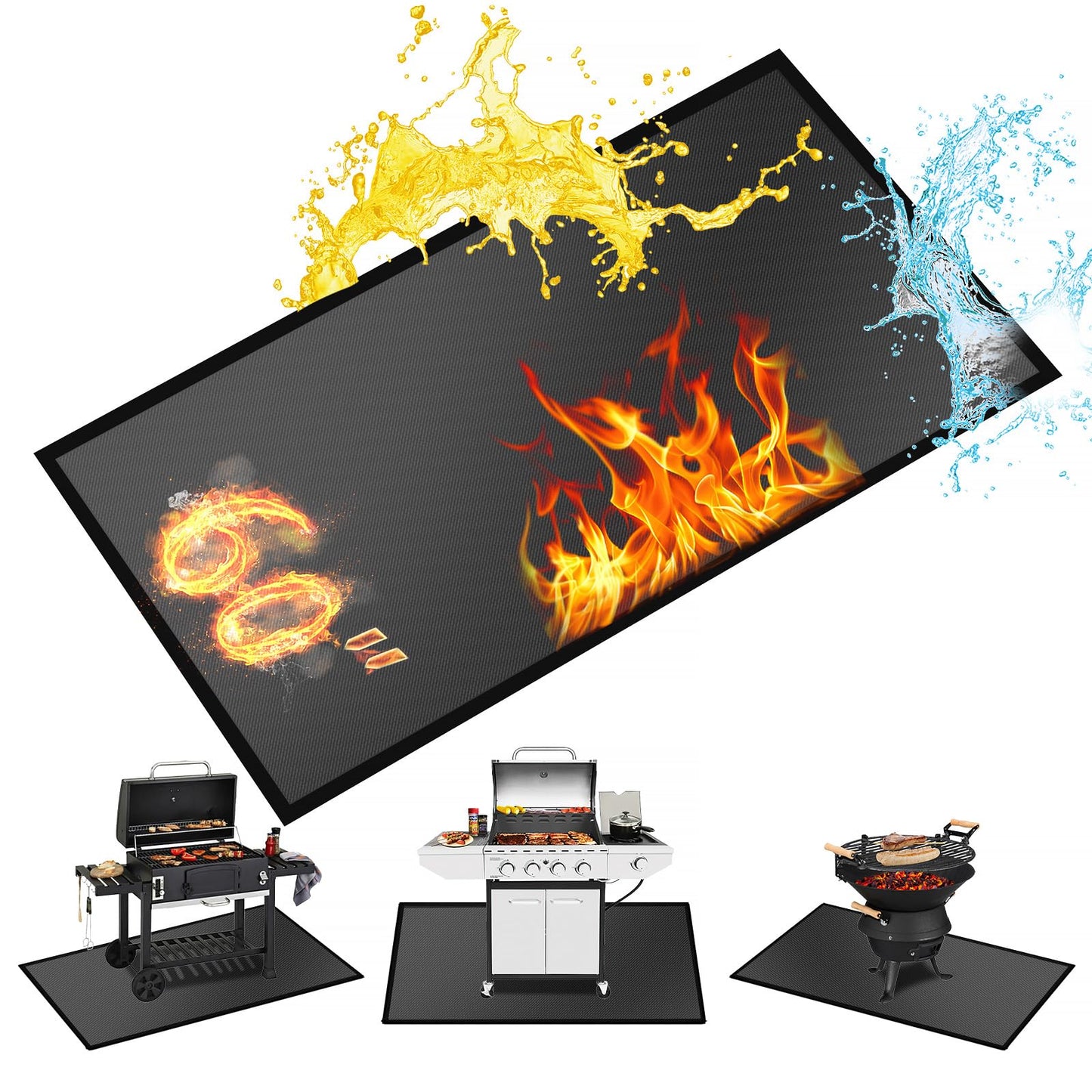 60 ×52 Inch Under Grill Mats for Outdoor Grill & Grill Mat for Under BBQ