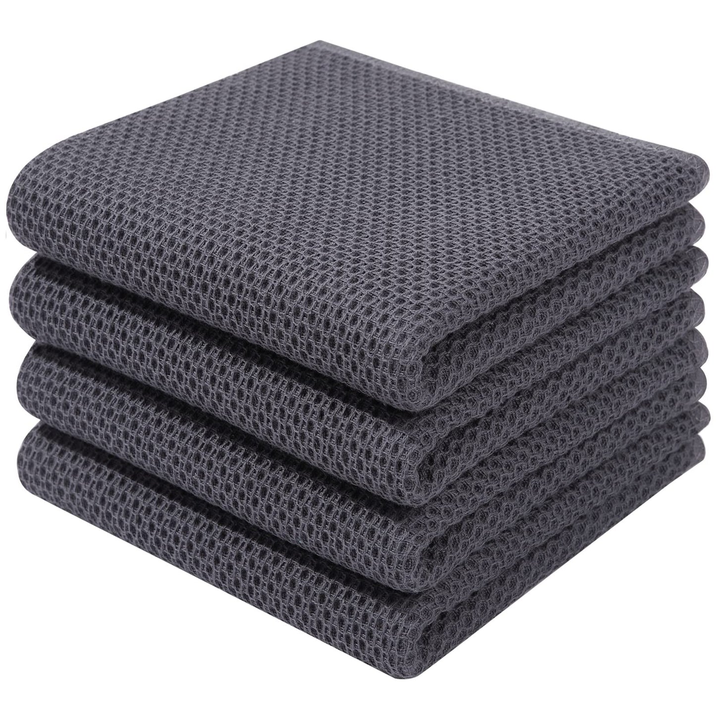 Homaxy 100% Cotton Waffle Weave Kitchen Dish Cloths, Ultra Soft Absorbent Quick Drying Dish Towels, 12 x 12 Inches — 13 x 28 - 12 Pack — 13 x 28 - 4 Pack