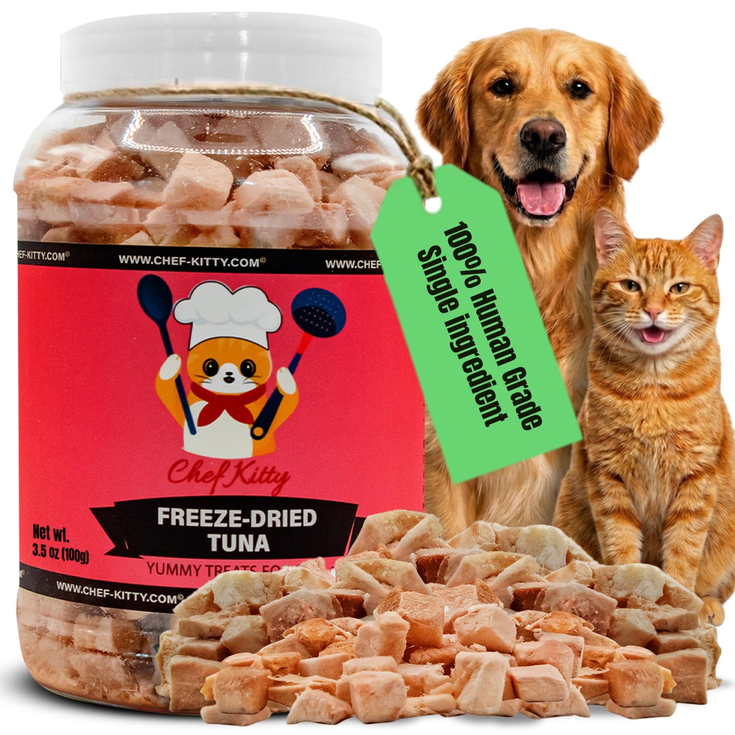 Chef Kitty Wild Caught Freeze Dried Tuna Cat & Dog Treats, Omega-3, 3.5oz