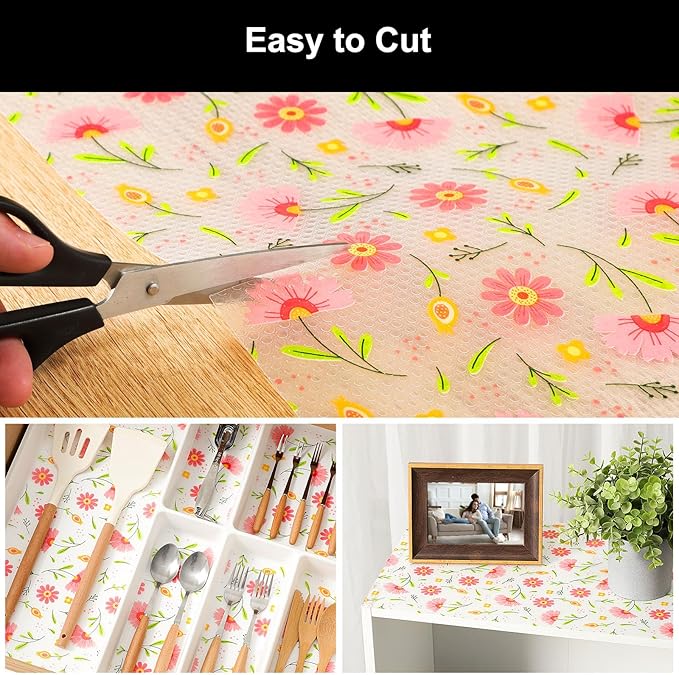 Cooyes Shelf Liner – Premium Non-Adhesive Cabinet & Drawer Liner for Kitchen – Waterproof Shelf Paper with Modern Pattern – Durable EVA Cabinet Mat – Easy to Cut (17.5" W x 360" L)