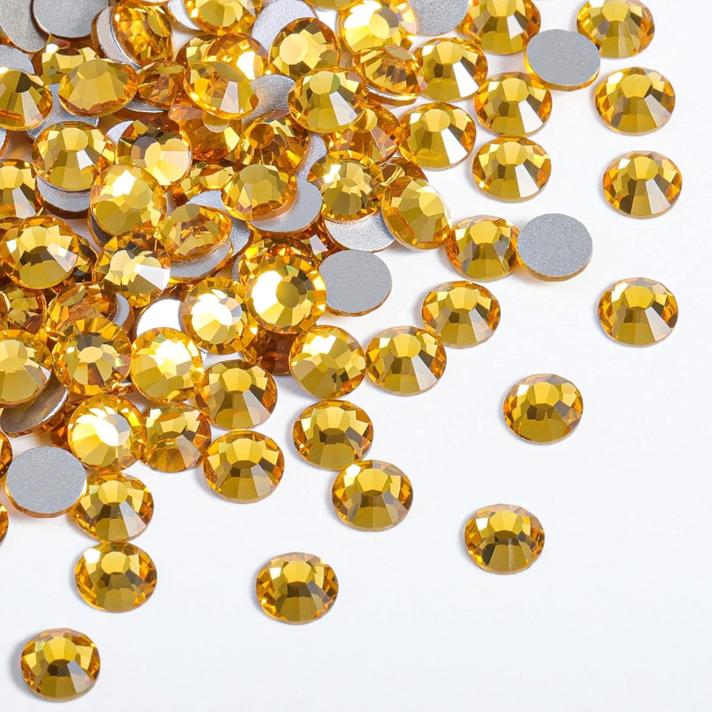 Beadsland 1440pcs Flat Back Crystal Rhinestones Round Gems for Nail Art and Craft Glue Fix, Topaz,SS10,2.7-2.9mm