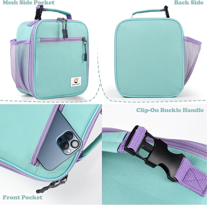 Lunch Box Kids,2 Packs Insulated Lunch Bag for Girls Boys,Soft Bag Mini Cooler Back to School Thermal Reusable Lunch Bag for Work School Picnic（Light Green & Pink