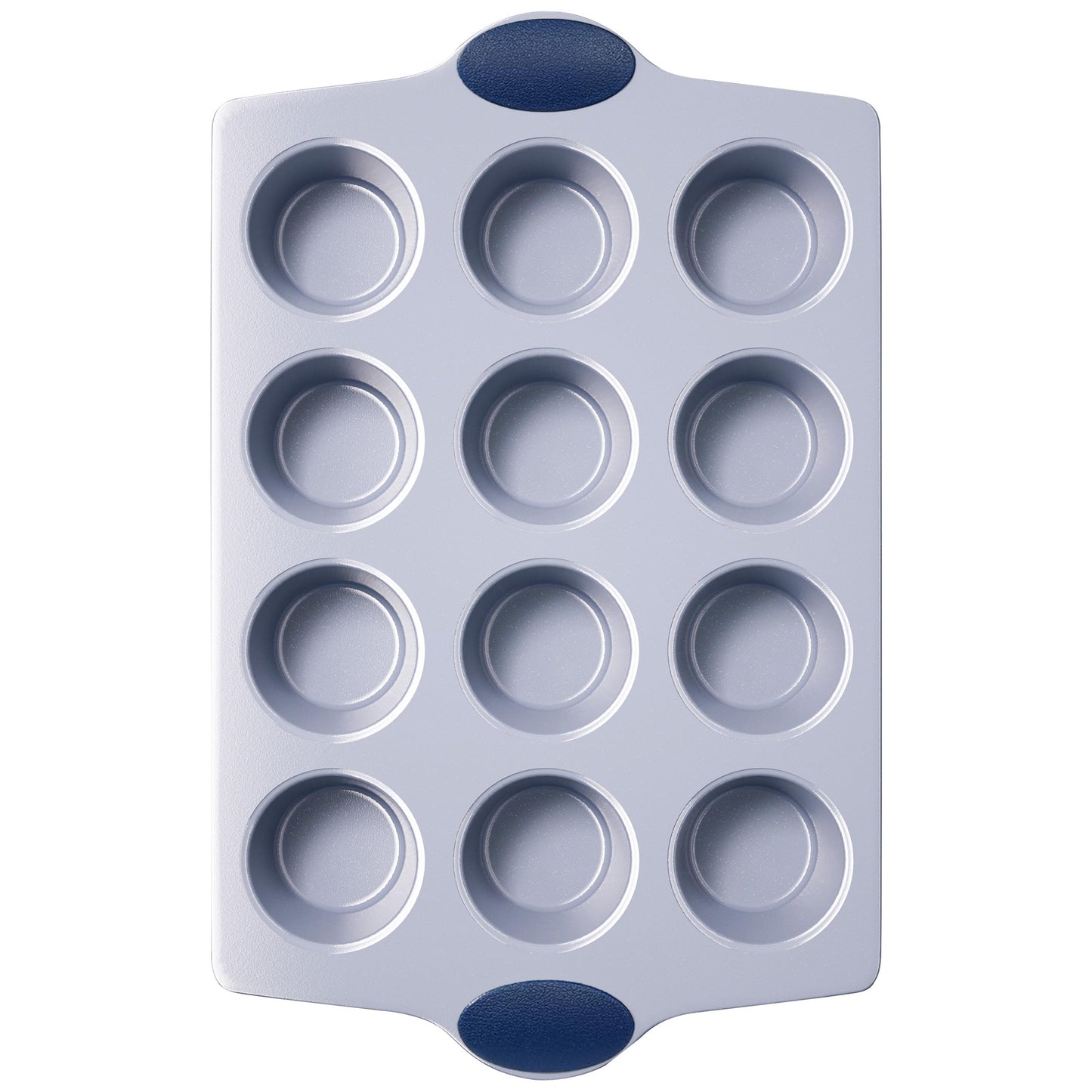 BRONYPRO 24-Cup Non Toxic Nonstick Ceramic Mini Muffin Pan & Cupcake Tin, PFOA & PFOA Free, Heavy Duty Rust-Resistant Aluminized Steel, Oven & Dishwasher Safe, Blue