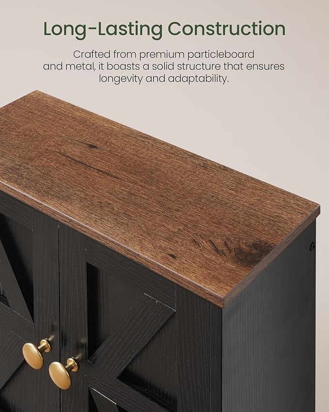 Bathroom Wall Cabinet, Medicine Cabinet with Open Partition and Towel Bar, Rustic Storage Cabinet with Open and Hidden Storage Space, for Bathroom, Living Room, Kitchen, Black and Walnut