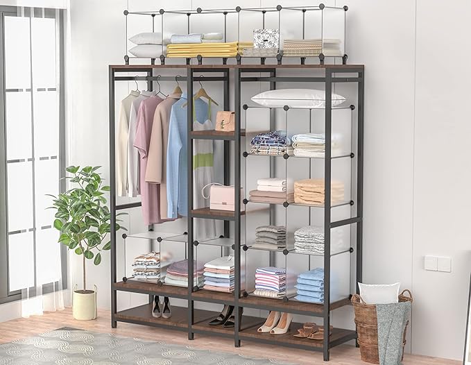 Closet Organizer, 12-cube Closet Organizers and Storage, Portable Cube Storage Organizer, Closet Shelves for Kids, Closet, Bedroom, Bathroom, Office, Transparent