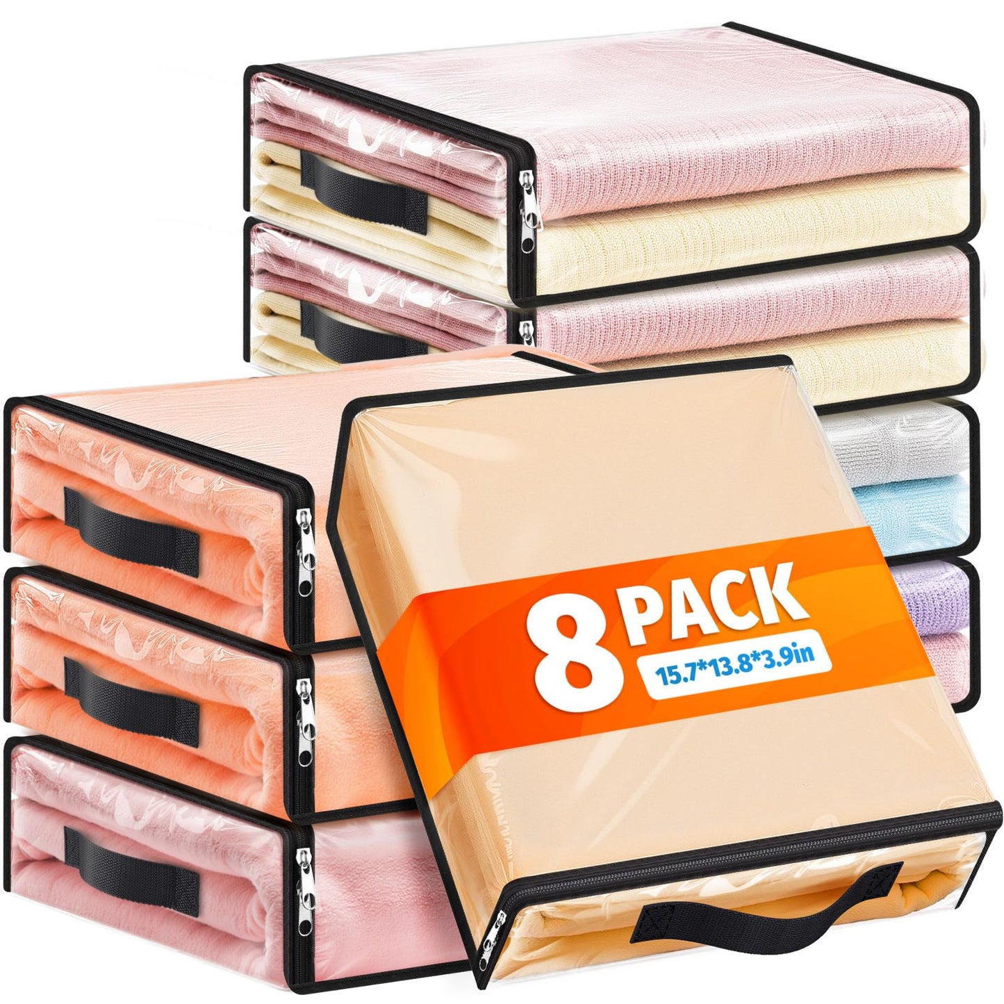 SpaceWhisper Clear Sheet Storage Bags, 6 Pack, 15.7 x 13.8 x 3.9 in