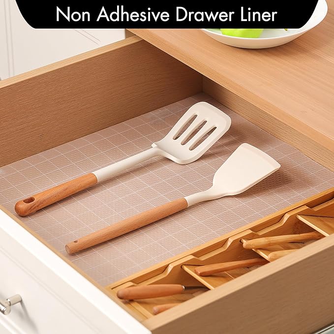 Cooyes Shelf Liner for Kitchen Cabinets – Non-Adhesive Waterproof Drawer Liner – Durable EVA Material Easy-to-Cut Shelf Paper for Refrigerator, Cupboard, Dresser with Modern Pattern