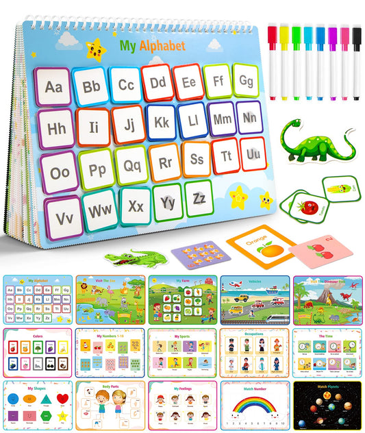 Busy Book for Toddlers,Montessori Preschool Learning Activities,32 Themes Educational Toys for 1-3,Autism Learning Materials Toys for Toddler,Toddler Activities Books for 3-5, Tracing Coloring Book