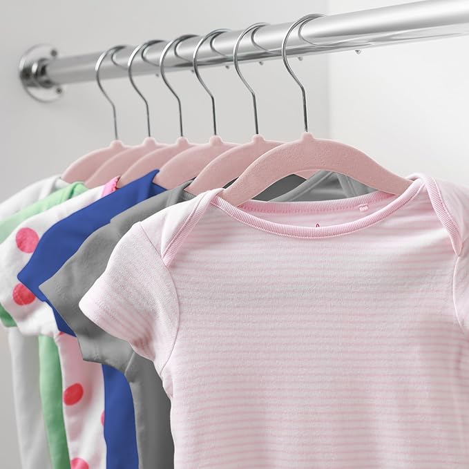 Casafield 100 Velvet Baby Hangers - 11" Size for Infant & Toddler Clothes - Light Pink