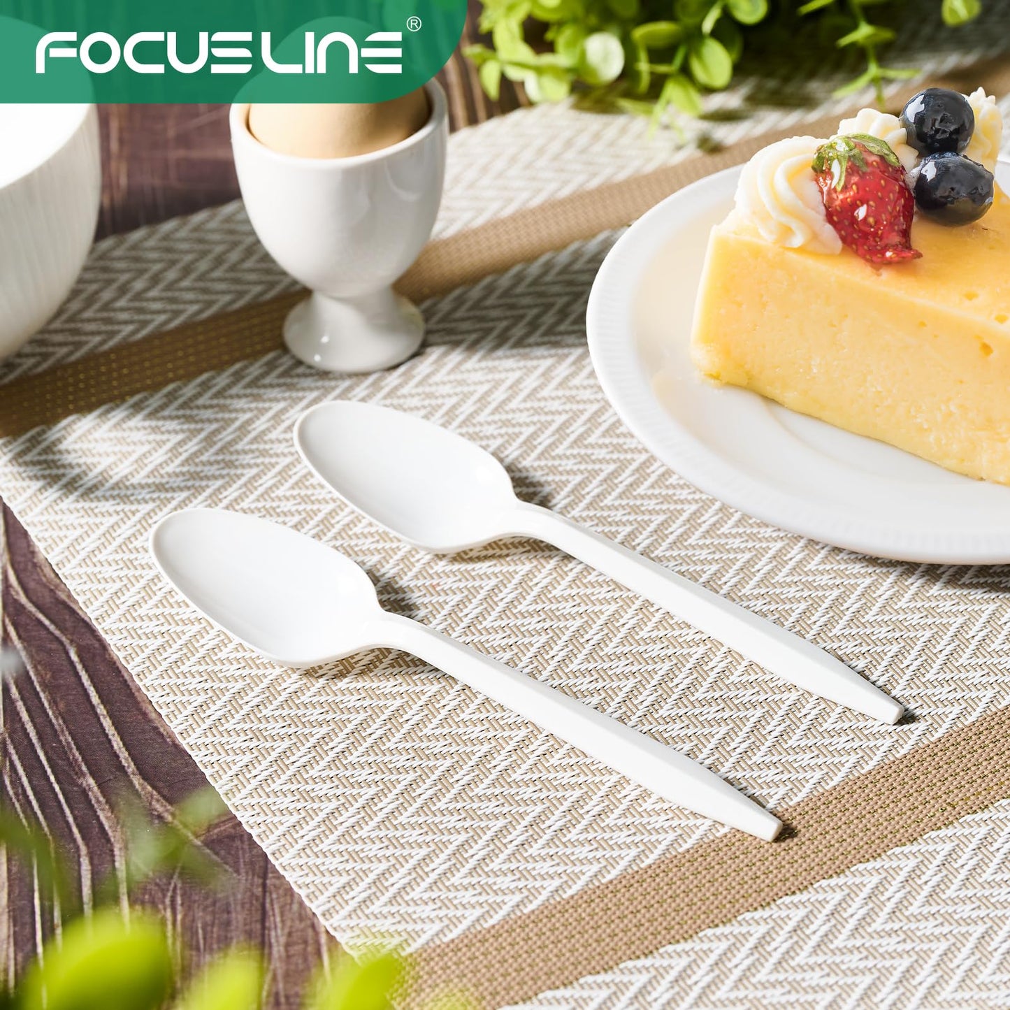 FOCUSLINE 2000 Pack White Plastic Spoons Bulk, Heat Resistant Teaspoons