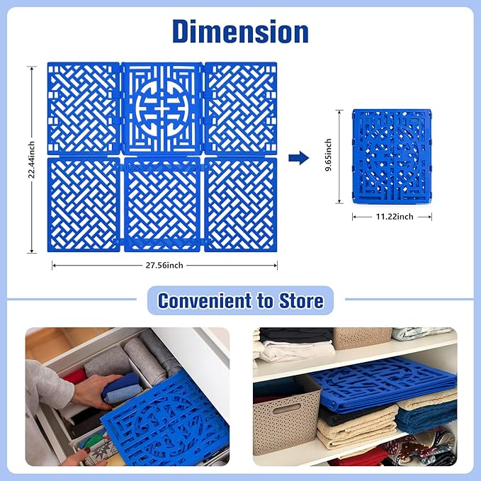 Geniusidea Shirt Folder Board for Closet Organization, Clothes Folding Board to Make Clothes Tidy, Laundry Folding Board Liner Sorter, Blue
