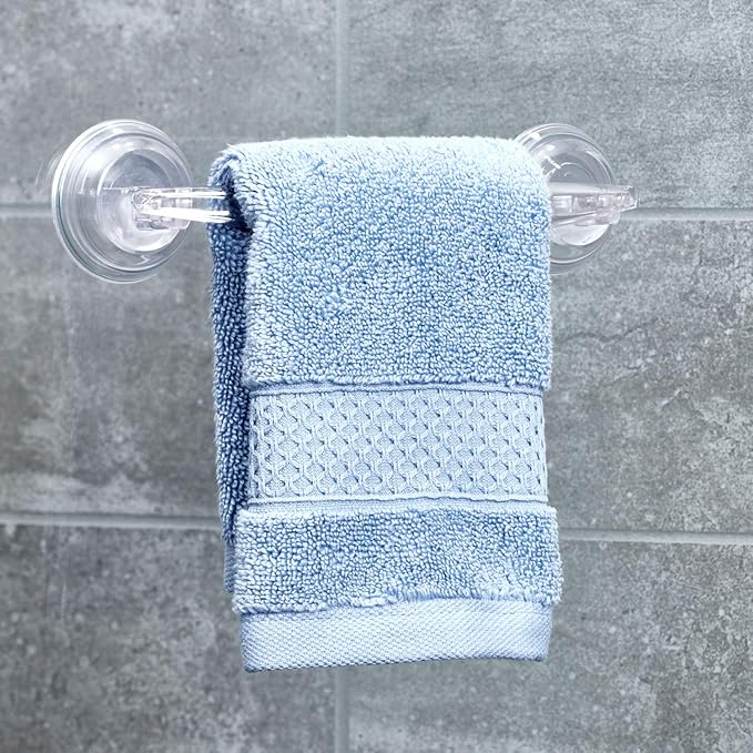iDesign Plastic Power Lock Suction Towel Bar, Holder for Bathroom, Kitchen, Laundry Room, Mudroom