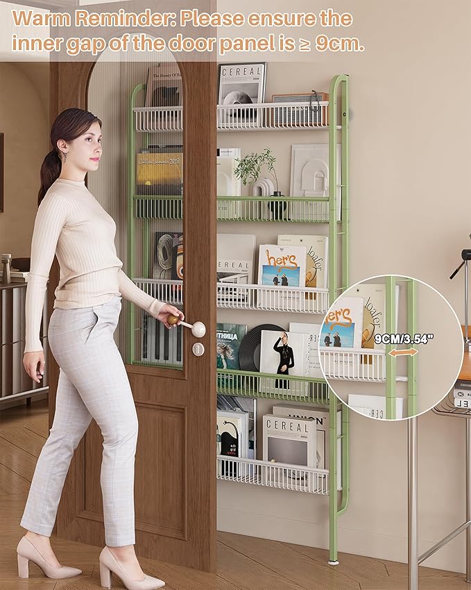 UMDONX Behind The Door Bathroom Shelf Narrow 5-Tier, Space-Saving Slim Storage Shelf Narrow Shelving Unit for Bathroom and Kitchen White