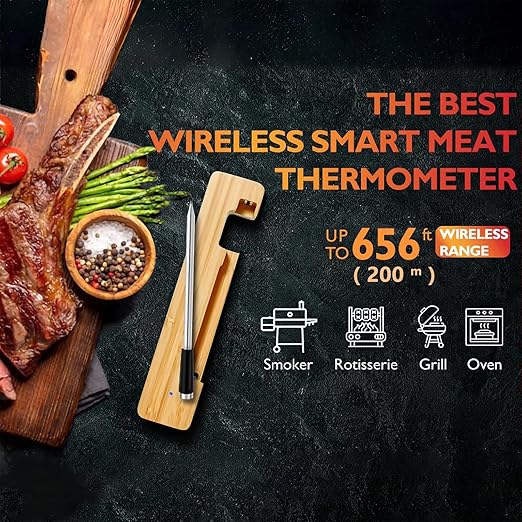 Smart Meat Thermometer 656FT Remote Range Digital Cooking Food Thermometer