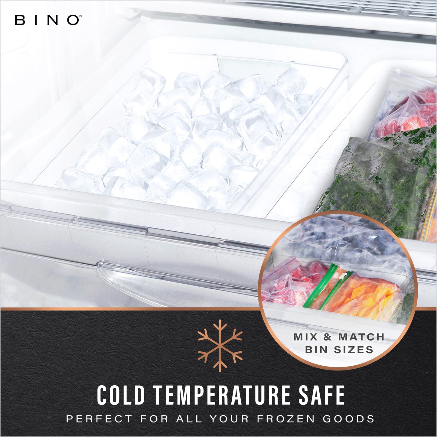 BINO | Plastic Storage Bins, Medium - 2 Pack | THE LUCID COLLECTION | Multi-Use Built-In Handles | BPA-Free | Clear Storage Containers | Fridge Organizer | Pantry & Home Organization