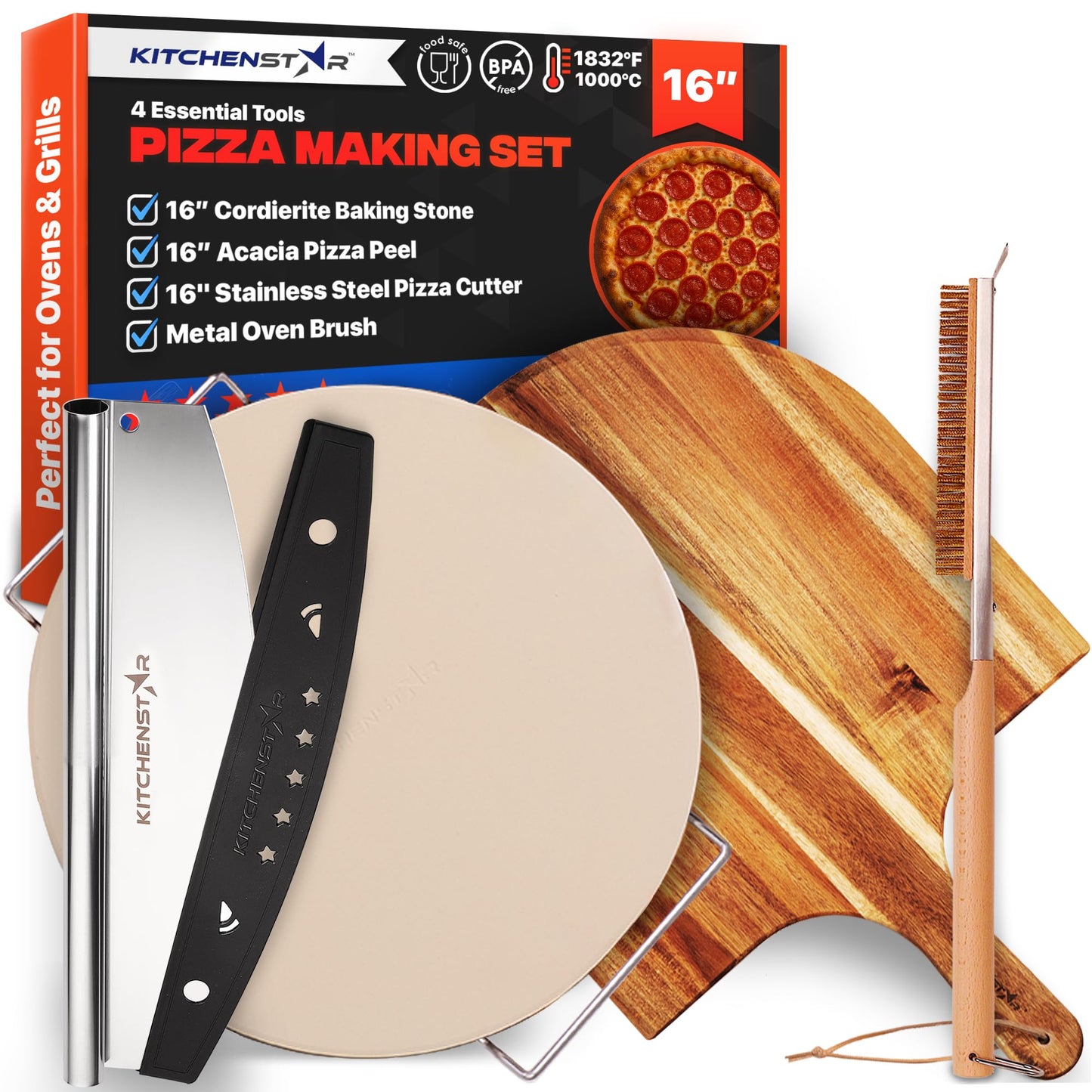 18-Inch Pizza Cutter Rocker Blade, 304 Stainless Steel Slicer Knife, Silver