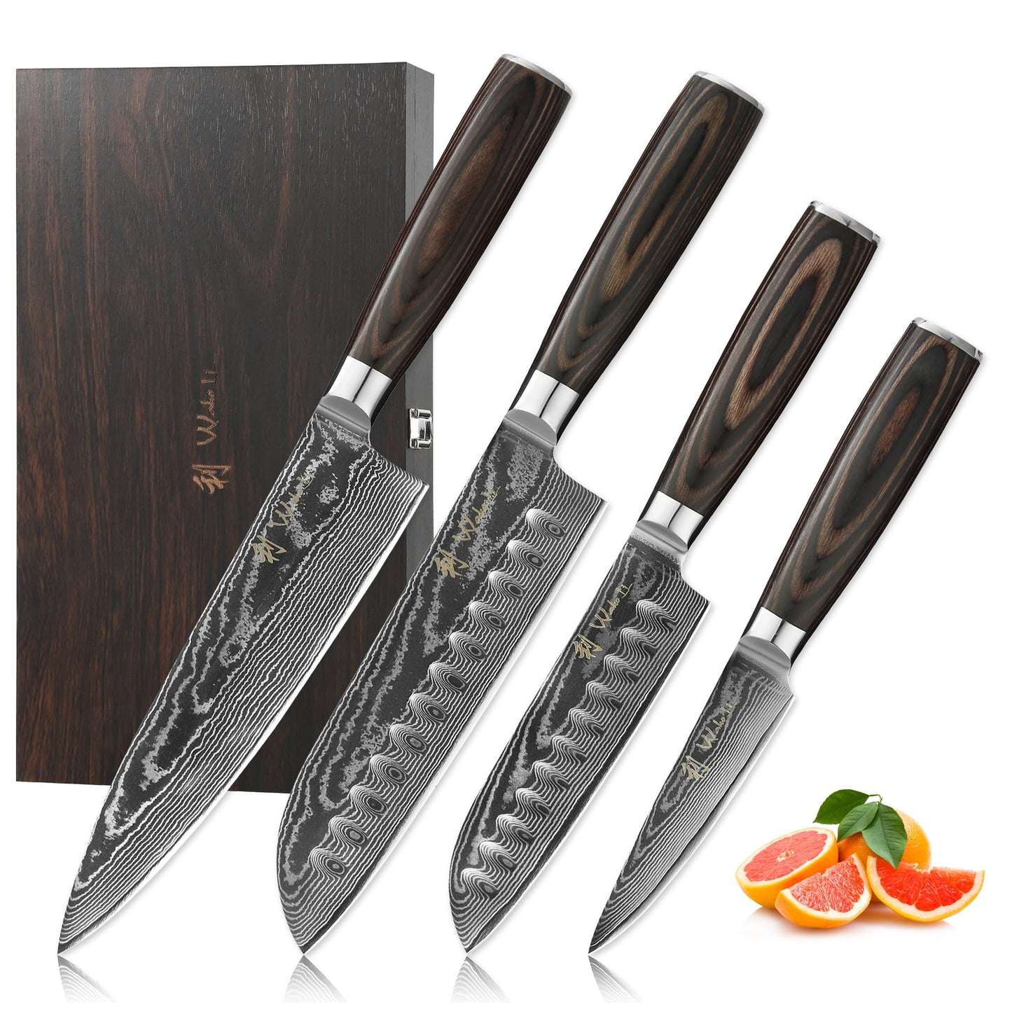 Wakoli EDIB Essentials 2-Piece Damascus Chef Knife Set, VG10 Core, Gift Box