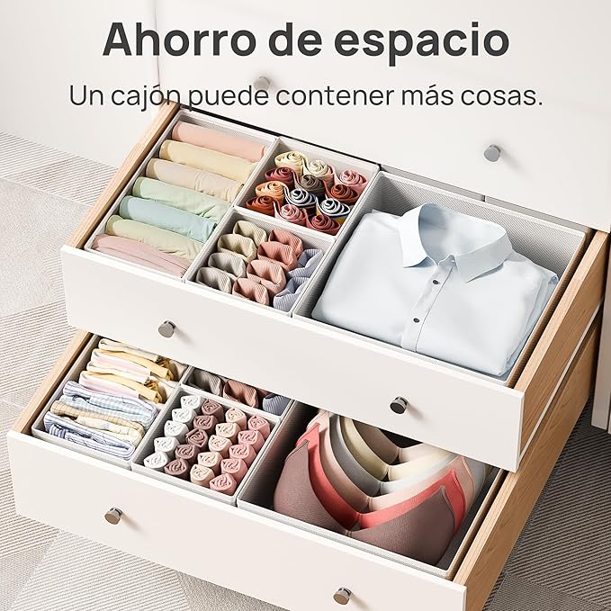 Vtopmart 6 Pack Drawer Organizer for Clothes, Dresser Drawer Organizer Bins, Foldable Fabric Closet Drawer Dividers, Underwear Storage Organizers for Baby Clothes, Bra, Socks, Ties, Scarf