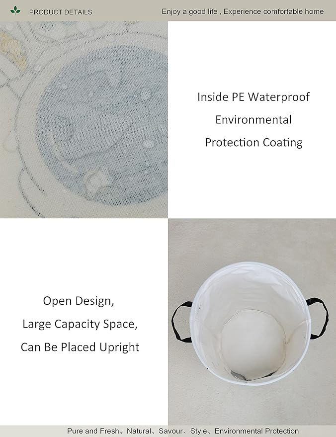 Round Fabric Storage Bin,Decorative Basket,Organizer Basket with Handles,for Clothes Storage,books and sundries (Star astronaut), 19.7inch(H) x 15.7inch(D)