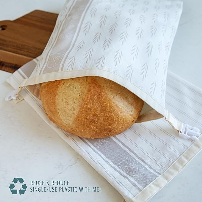 Nectar & Nest Reusable Beeswax Bread Bags for Homemade Bread & Sourdough – XL Eco-Friendly, Natural, Food-Safe Storage Bag to Keep Loaves Fresh Longer – Sustainable, Zero Waste