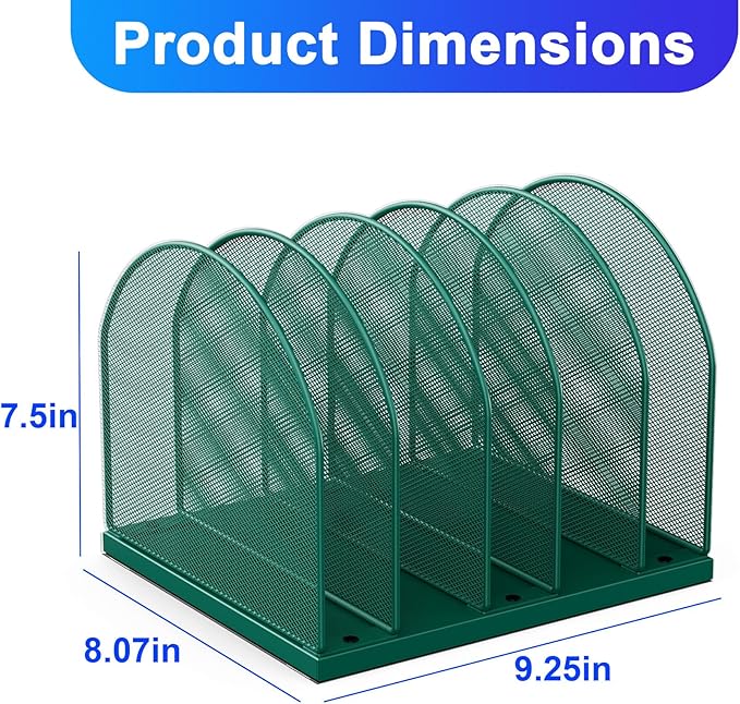 gianotter Desktop File Organizer, Desk Organizer with 5 Compartments, Paper Organizer for Desk, Workspace Organizers for Office Supplies (Green)