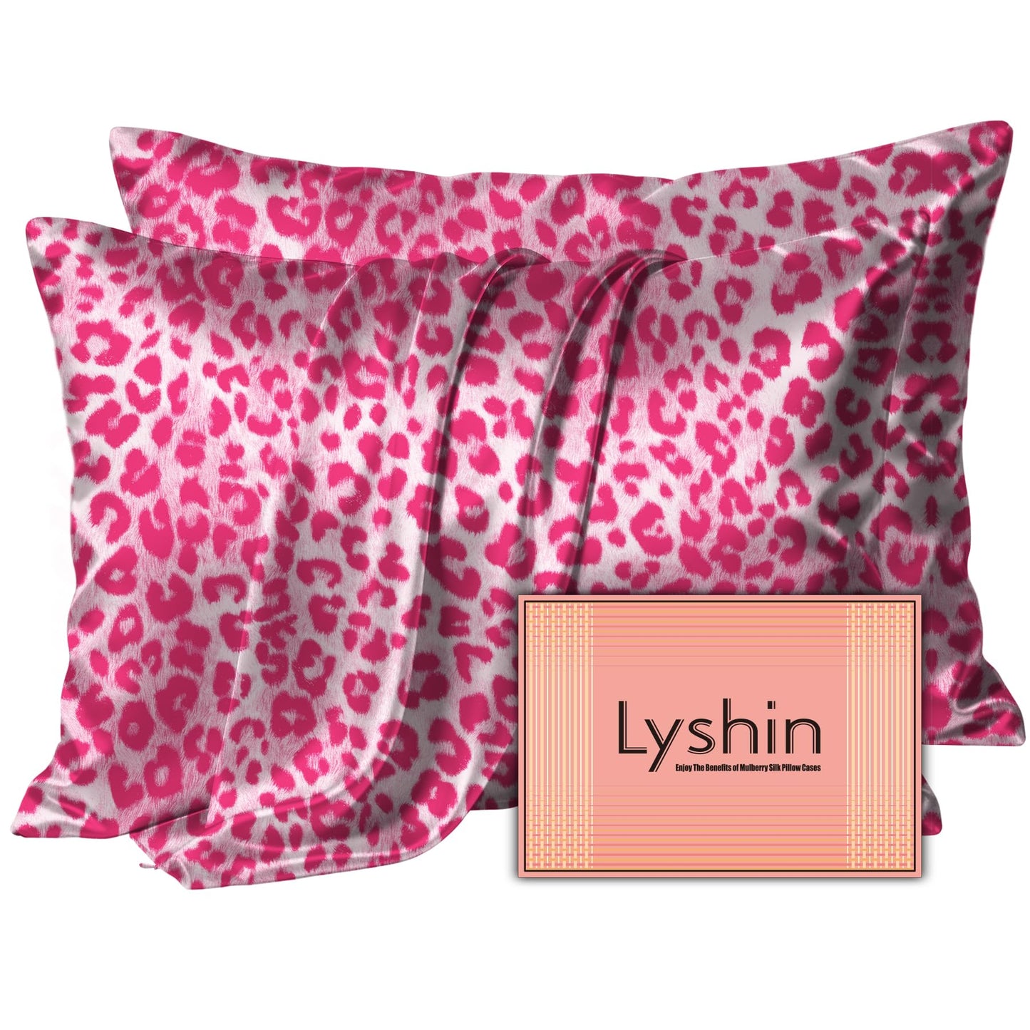 LYSHIN Silk Pillow Cases Standard Size with Hidden Zipper, Leopard