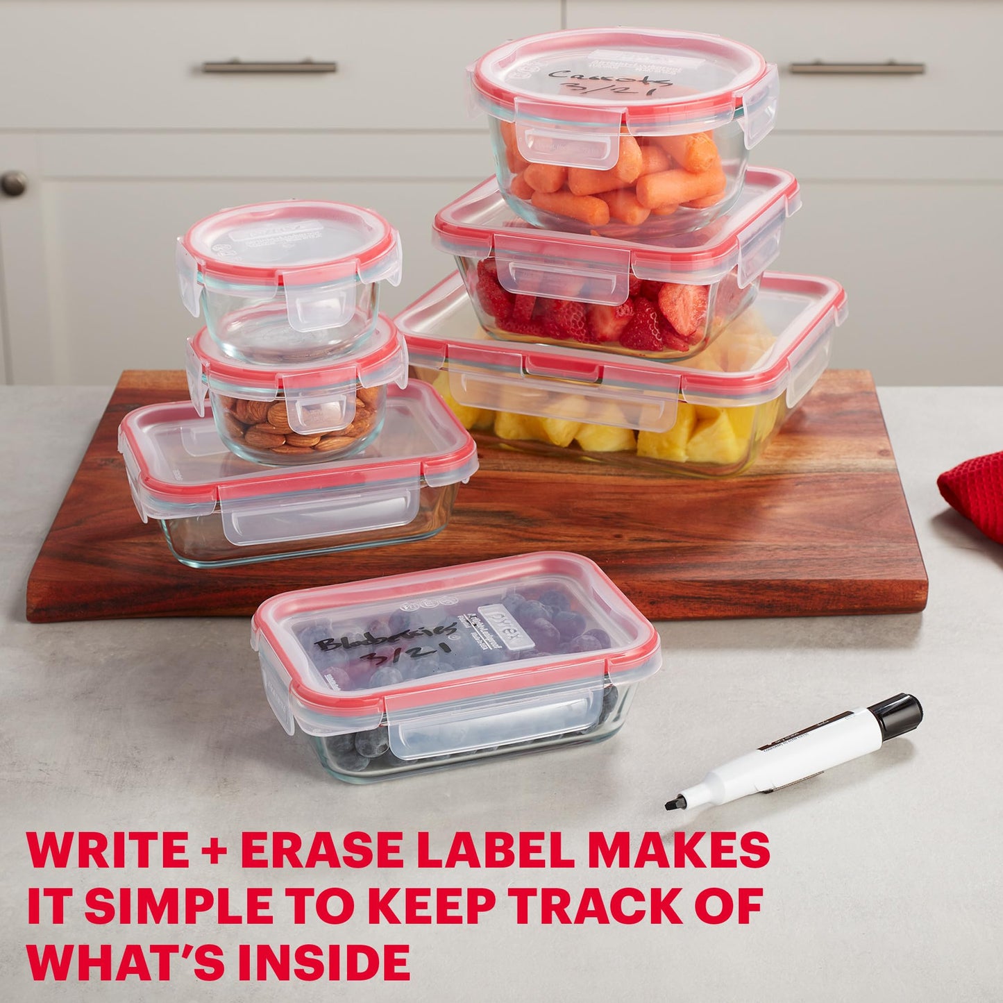 Pyrex Freshlock (7-Pack) Glass Food Storage Containers Set (1, 2, 4 Cup)