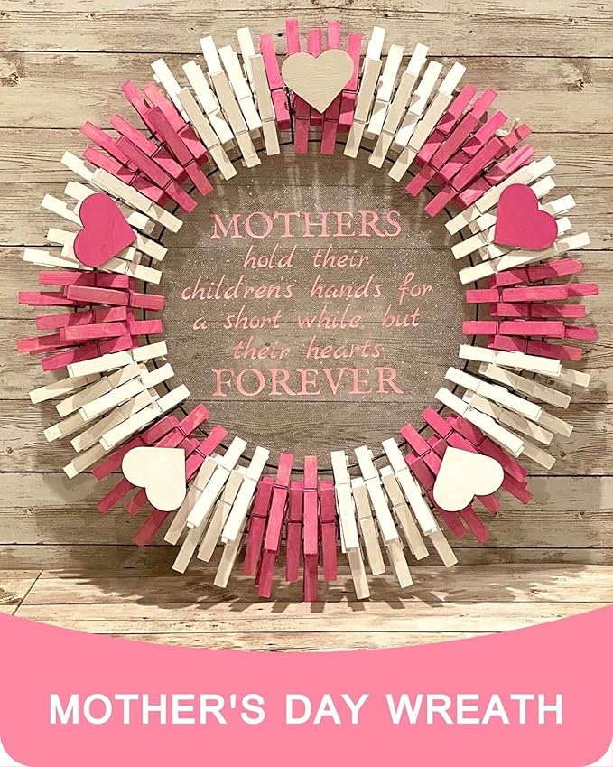 Clothes Pins, Pink Colored Wooden Clothespins for Baby Shower Game, Wreath, Crafts, Strong Grip Close Pins Birchwood Clips Clothespin Clothing Pegs for Hanging Clothing Photos, 2.83 Inch, Pack of 50