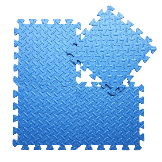 Coolcandy EVA Foam Play Mat, 16 Tiles Colorful Baby Play Mat, Square Kids Playmat with Solid Colored, 0.4" Thickened Interlocking Foam Floor Tiles, Puzzle Play Mat for Baby Lying, Playing (Blue)