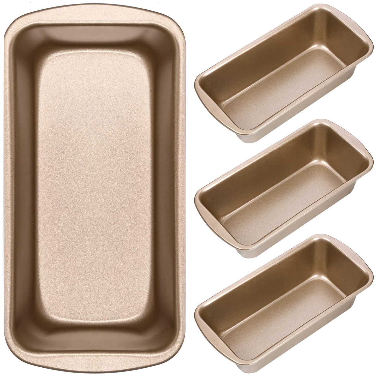 Patelai 4 Pack Small Loaf Pans for Baking Bread, Black, 7.3 x 3.8 In