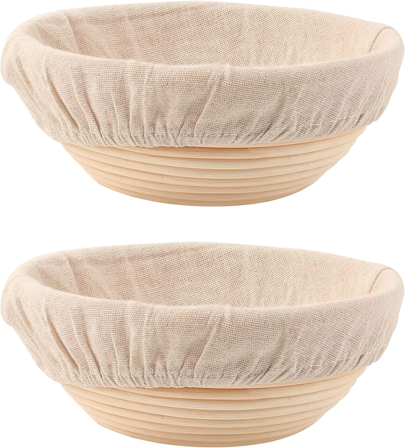 DOYOLLA Mini Bread Dough Proofing Basket & Liner (Set of 6, 5 inch), Sourdough Bread Bakery Bowls for Professional & Home Bakers