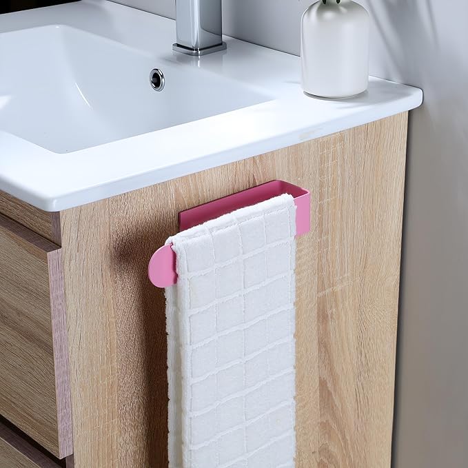 Taozun Hand Towel Holder - Pink Towel Bar for Bathroom, Kitchen, RV, Dorm Room Decor, Adhesive, Stainless Steel, 7.9 Inch, No Drill(Gift for Women/Daughter/Girlfriend)